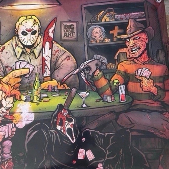 Horror Poker Night Graphic Art Print - Multicolor Poster - Picture 3 of 3